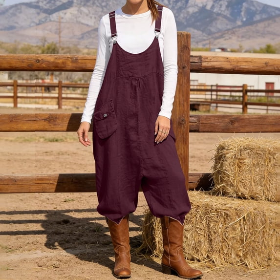 BUIGTTKLOP Jumpsuit for Women Baggy Wide Leg Overalls Adjustable Strap Rompers with Pocket 2026 Summer Clothes