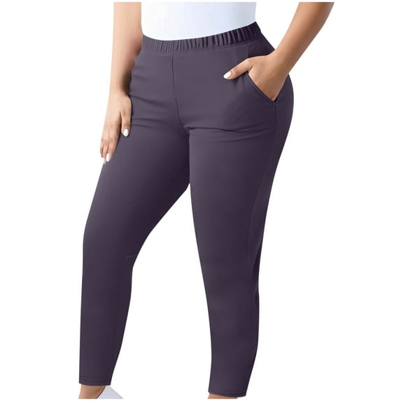 BUIGTTKLOP Leggings with Pockets for Women Plus Size High Waisted Yoga Pants Solid Color Stretchty Slim Fited Workout Tights