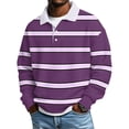 thumbnail image 1 of BUIGTTKLOP Long Sleeve Shirts for Men Striped Big and Tall Golf Shirt Color Block Casual Collared T Textured Knit Tops, 1 of 5