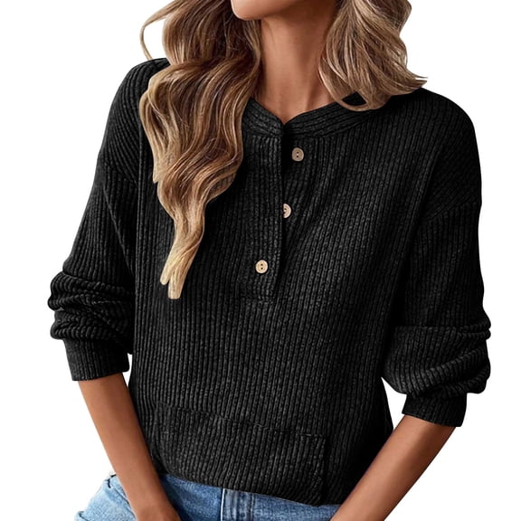 BUIGTTKLOP Long Sleeve Shirts for Women Dressy Casual T-Shirts Blouses with Pockets 2026 Fashion Clothes