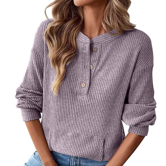 BUIGTTKLOP Long Sleeve Shirts for Women Dressy Casual T-Shirts Blouses with Pockets 2026 Fashion Clothes
