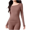 thumbnail image 1 of BUIGTTKLOP Long Slevee Thermal Shirts for Women Stretchy Slim Fitted Undershirts Scoop Neck Stretcy Tight Base Layer Loungewear, 1 of 6