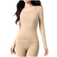 thumbnail image 1 of BUIGTTKLOP Long Slevee Thermal Shirts for Women Stretchy Slim Fitted Undershirts Scoop Neck Stretcy Tight Base Layer Loungewear, 1 of 6