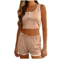 thumbnail image 1 of BUIGTTKLOP Lounge Sets for Women Sleeveless Crewneck Crop Tops Low Waisted Shorts 2 Piece Pajamas Sets Loungewear, 1 of 6