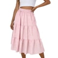 thumbnail image 1 of BUIGTTKLOP Maxi Skirt for Women Summer Casual Elegant Smock Layered Tiered High Waisted Plaid A-Line Flowy Long Skirts with Pockets, 1 of 6
