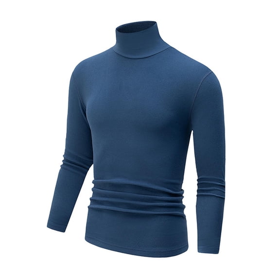 BUIGTTKLOP Men Long Sleeve Shirts Casual Turtleneck Slim Fitted Basic Tops Lightweight Thin Pullovers Underwear Blouse T-Shirt