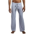 thumbnail image 1 of BUIGTTKLOP Men Yoga Pants Low Rise Elastic Drawstring Sleep Bottoms Straight Wide Leg Loose Fitted Lounge Pants Loungewear, 1 of 5
