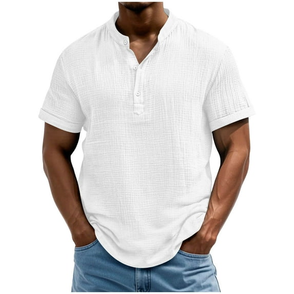 BUIGTTKLOP Men's Shirts 2026 Button down Short Sleeve T-Shirt Summer Basic Solid Shirt Beach Vacation Shirts