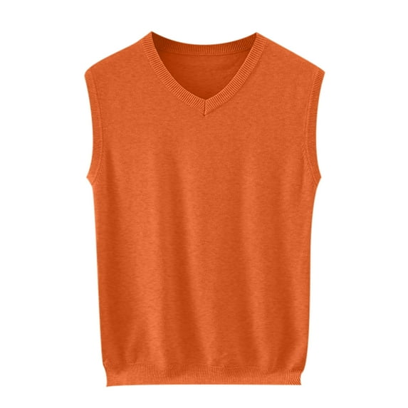 BUIGTTKLOP Men's Sweater Vest Loose Fitted Sleeveless Knit Pullover V Neck Casual Solid Color Lightweight Soft Sweaters