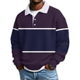 thumbnail image 1 of BUIGTTKLOP Mens Casual Shirts Long Sleeve Formal Dress Work Striped Golf Collar Shirt, S-3XL, 1 of 5