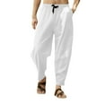 thumbnail image 1 of BUIGTTKLOP Mens Cotton Linen Pants Drawstring Elastic Waist Lightweight Casual Pants Trouser Summer Beach Pants, 1 of 6