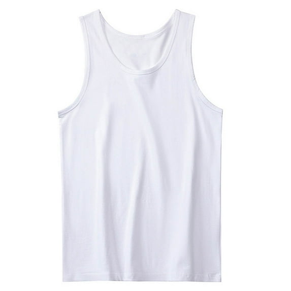 BUIGTTKLOP Mens Cotton Tank Tops Sleeveless Undershirts Crewneck Stretchy Soft Summer Vest Solid Color Muscle Tees