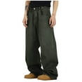thumbnail image 1 of BUIGTTKLOP Mens Denim Pants High Waisted Jeans Pants Straight Wide Leg Vintage Loose Fitted Trousers, 1 of 5