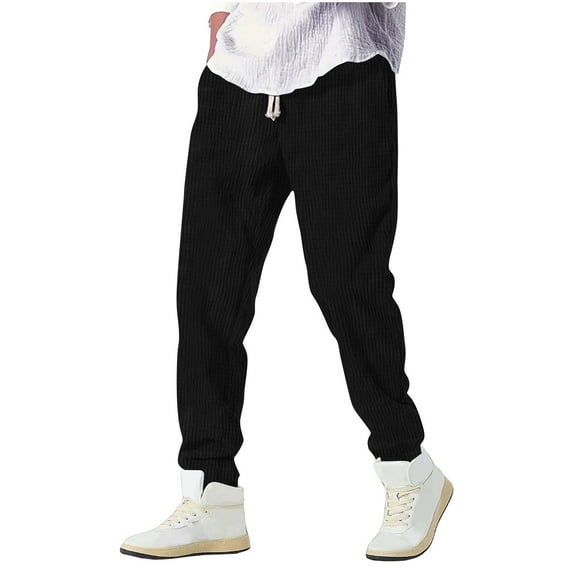 BUIGTTKLOP Mens Pants High Waisted Lounge Pants Straight Leg Loose Fitted Trousers with Pockets