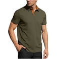 thumbnail image 1 of BUIGTTKLOP Mens Short Sleeve T Shirts Solid Color Button Golf Shirt Casual Breathable Business Office Tee Tops, 1 of 6