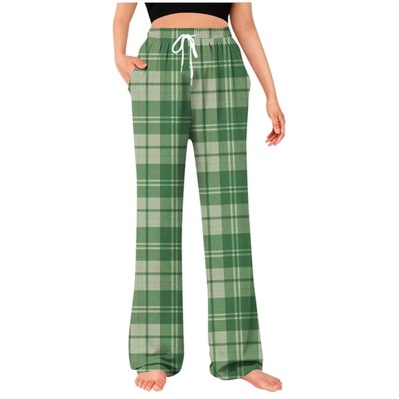 BUIGTTKLOP Mens and Womens Pajama Pants Unisex Plaid Stretch Comfy Lounge Pants Drawstring Waist Sleep Bottoms with Pockets