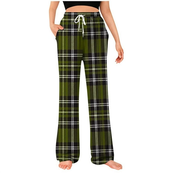BUIGTTKLOP Mens and Womens Pajama Pants Unisex Plaid Stretch Comfy Lounge Pants Drawstring Waist Sleep Bottoms with Pockets