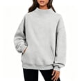 thumbnail image 1 of BUIGTTKLOP Mock Neck Sweatshirt for Women 2026 Oversized Turtleneck Pullover Fall Fashion Long Sleeve Fleece Tops with Pockets, 1 of 7