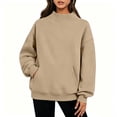 thumbnail image 1 of BUIGTTKLOP Mock Neck Sweatshirt for Women 2026 Oversized Turtleneck Pullover Fall Fashion Long Sleeve Fleece Tops with Pockets, 1 of 8