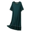 thumbnail image 1 of BUIGTTKLOP Nightgown for Women Short Sleeve Sleepwear Crewneck Ruffle Hem Mid Length Pajamas Dress Comfy Loungewear, 1 of 6