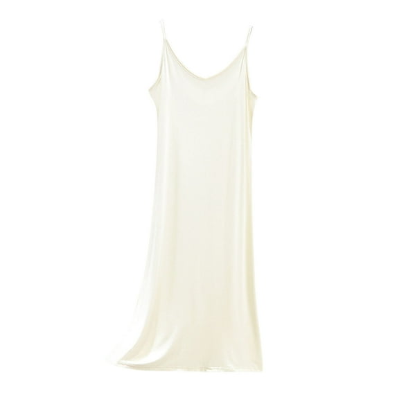 BUIGTTKLOP Nightgown for Women Sleeveless Spaghetti Strap Pajamas Dress V Neck Knee Length Nightshirts Soft Loungewear