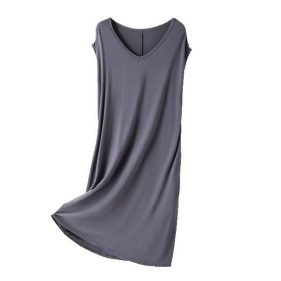 BUIGTTKLOP Nightgowns for Women Cap Sleeve Sleep Shirts V Neck Night Dress Mid Length Nightshirt Loose Comfy Loungewear