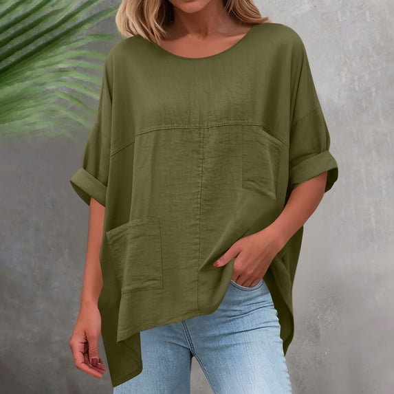 BUIGTTKLOP Oversized Shirts for Women Trendy Dressy Casual Crewneck Long Sleeve T-Shirt Loose Fitted Lightweight Beach Tops 2026