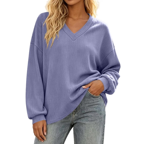 BUIGTTKLOP Oversized Sweatshirts for Women Casual V Neck Pullover Tops Long Sleeve Fall Fashion Tops
