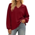 thumbnail image 1 of BUIGTTKLOP Oversized Sweatshirts for Women Casual V Neck Pullover Tops Long Sleeve Fall Fashion Tops, 1 of 8