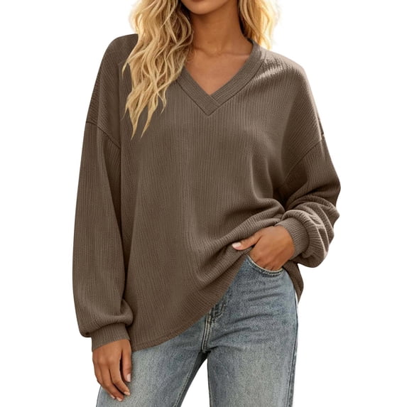 BUIGTTKLOP Oversized Sweatshirts for Women Casual V Neck Pullover Tops Long Sleeve Fall Fashion Tops
