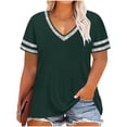 thumbnail image 1 of BUIGTTKLOP Oversized T-Shirt for Women V Neck Short Sleeve Shirts Solid Color Summer Basic Tees Loose Tunic Tops, 1 of 8