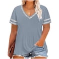 thumbnail image 1 of BUIGTTKLOP Oversized T-Shirt for Women V Neck Short Sleeve Shirts Solid Color Summer Basic Tees Loose Tunic Tops, 1 of 8