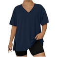 thumbnail image 1 of BUIGTTKLOP Oversized T Shirts for Womens 2026 Short Sleeve Shirts Casual V Neck Tops Side Split Loose Fitted Basic Tees, 1 of 6