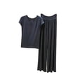 thumbnail image 1 of BUIGTTKLOP Pajama Sets for Women 2 Piece Short Sleeve Outfits Summer Casual Pullover Tops Wide Leg Pants Lounge Sets, 1 of 6