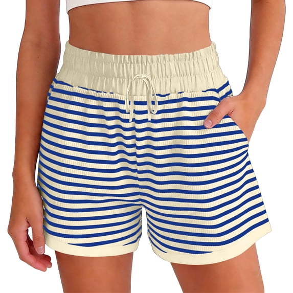 BUIGTTKLOP Pajama Shorts for Women Comfy Stretch Summer Beach Shorts Ribbed Knit Casual Yoga Shorts with Elastic Drawstring