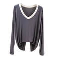 thumbnail image 1 of BUIGTTKLOP Pajamas Tops for Women Long Sleeve Shirts Casual V Neck Top Soft Undershirts Comfy Base Layer Loungewear, 1 of 8