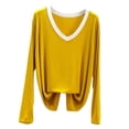 thumbnail image 1 of BUIGTTKLOP Pajamas Tops for Women Long Sleeve Shirts Casual V Neck Top Soft Undershirts Comfy Base Layer Loungewear, 1 of 8