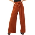 thumbnail image 1 of BUIGTTKLOP Palazzo Pants for Women Smocked High Waisted Boho Pants Loose Fitted Pleated Summer Beach Trousers, 1 of 6