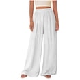 thumbnail image 1 of BUIGTTKLOP Palazzo Pants for Women Wide Leg Flowy Pants with Pockets Elastic Mid Waist Summer Beach Vacation Outfits, 1 of 6