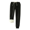 thumbnail image 1 of BUIGTTKLOP Pants for Women Clearance 2024 Solid Color Fleece Pockets Plus-Size Bandage Elastic Waist Wei Pants Casual Harun Leggings, 1 of 4