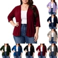 thumbnail image 1 of BUIGTTKLOP Plus Size Cardigans for Women Button down 3/4 Length Sleeve V Neck Comfy Lightweight Jackets, 1 of 8