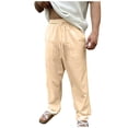 thumbnail image 1 of BUIGTTKLOP Plus Size Cotton Linen Pants for Mens Drawstring Loung Pants Wide Leg Loose Fitted Trousers, 1 of 6