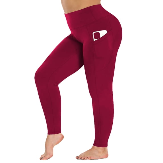 BUIGTTKLOP Plus Size Legging with Pockets for Women High Waisted Yoga Pants Solid Color Ankle Length Workout Tights