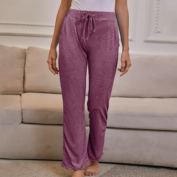 BUIGTTKLOP Plus Size Pajamas Pants for Women Comfy Lounge Pants Loose Yoga Pants Drawstring Soft Sleep Pants Loungewear Homewear