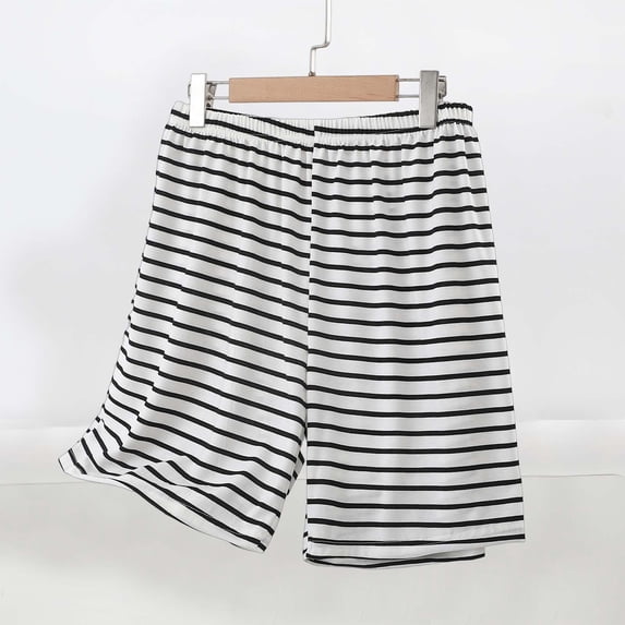 BUIGTTKLOP Plus Size Pajamas Shorts for Women High Waisted Sleep Bottoms Striped Wide Leg Lounge Shorts