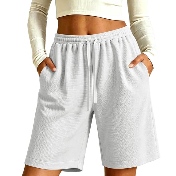 BUIGTTKLOP Plus Size Shorts for Women High Waisted Knee Length Lounge Shorts Wide Leg Summer Casual Shorts