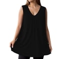 thumbnail image 1 of BUIGTTKLOP Plus Size Tank Tops for Women Dressy Casual V Neck Sleeveless Shirts Loose Fitted Pleated Tunic or Tops to Wear with Leggings, 1 of 6