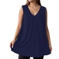 thumbnail image 1 of BUIGTTKLOP Plus Size Tank Tops for Women Dressy Casual V Neck Sleeveless Shirts Loose Fitted Pleated Tunic or Tops to Wear with Leggings, 1 of 6