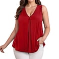 thumbnail image 1 of BUIGTTKLOP Plus Size Tank Tops for Women Plain Sleeveless Shirts V Neck Pleated Dressy Casual Blouses Loose Fitted Tunic Tops, 1 of 7