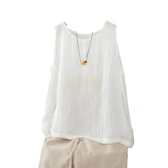 BUIGTTKLOP Plus Size Tank Tops for Women Sleeveless Shirts Round Neck Dressy Casual Pleated Blouses Tunic Tops